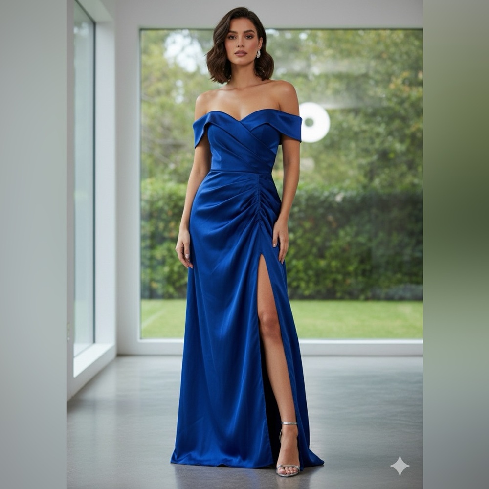 Royal Blue Strapless Evening Dress